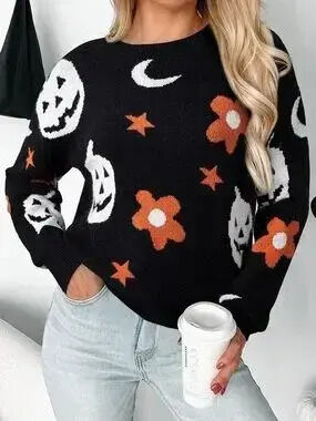 Halloween Gothic Pattern Long Sleeve Sweater